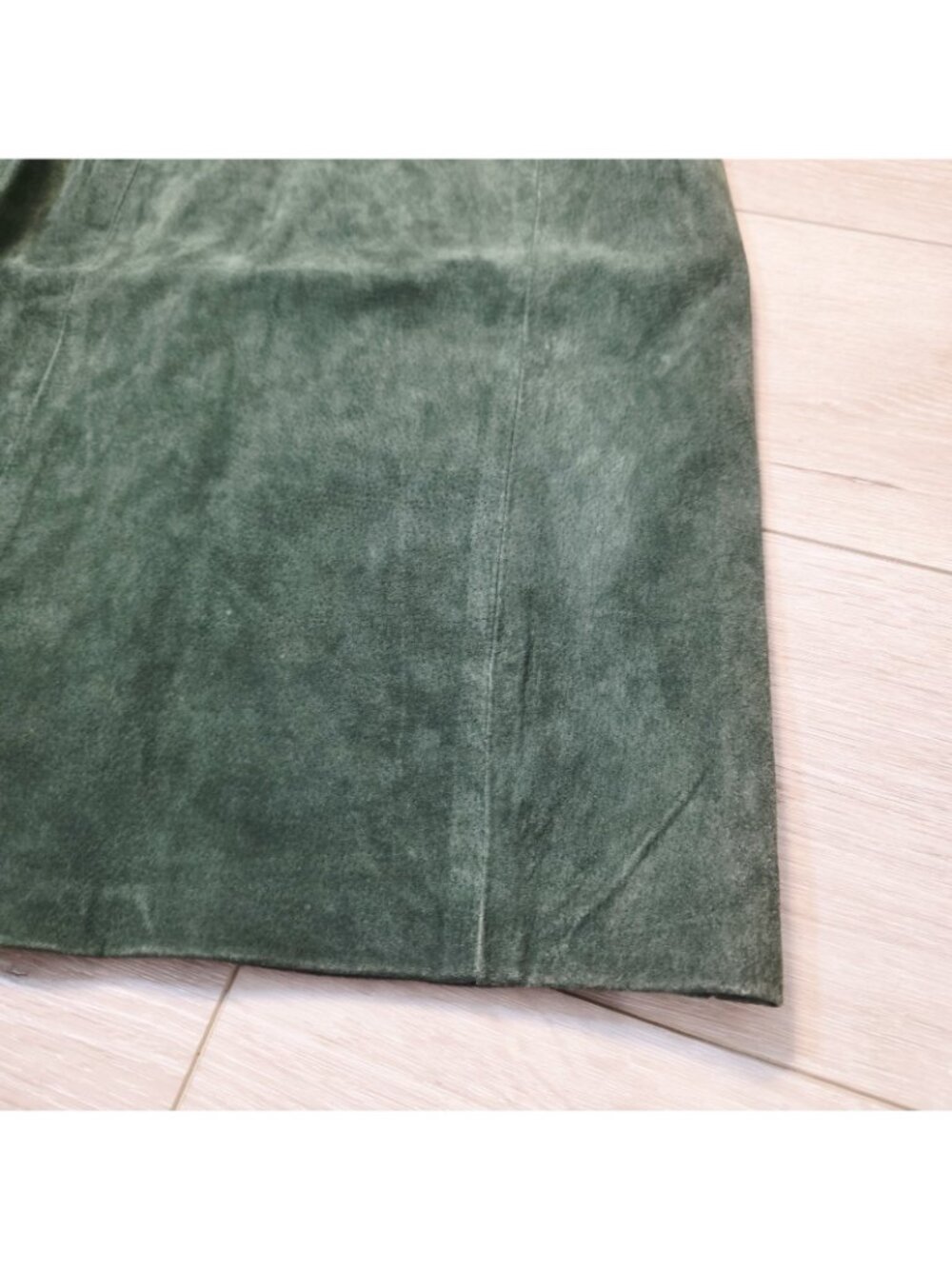 Womens Vtg 90s Suede Leather Pencil Skirt Sz 10 Dark Green Western High Waist - Picture 5 of 12